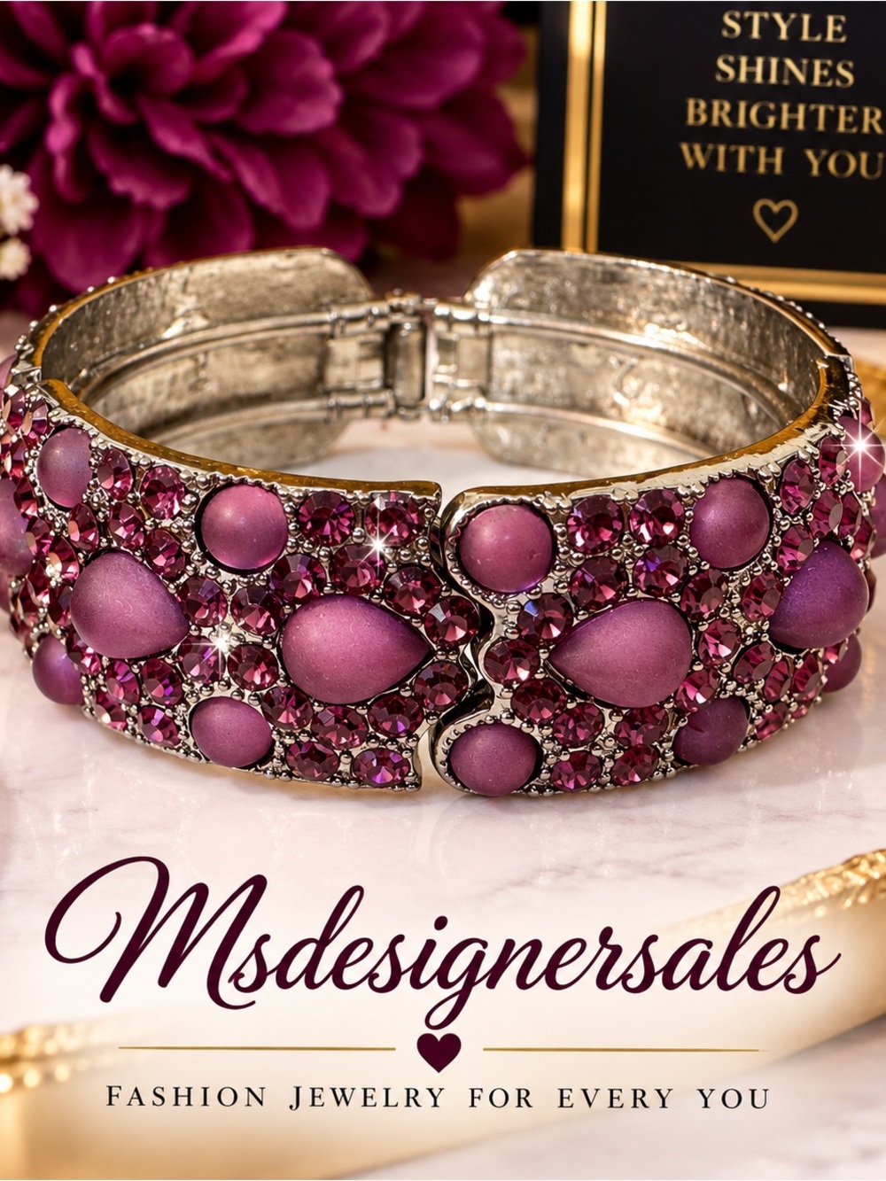 Purple Crystal Statement Bracelet